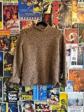Coldwater Creek Speckled Tan Cowl Turtleneck Sweater